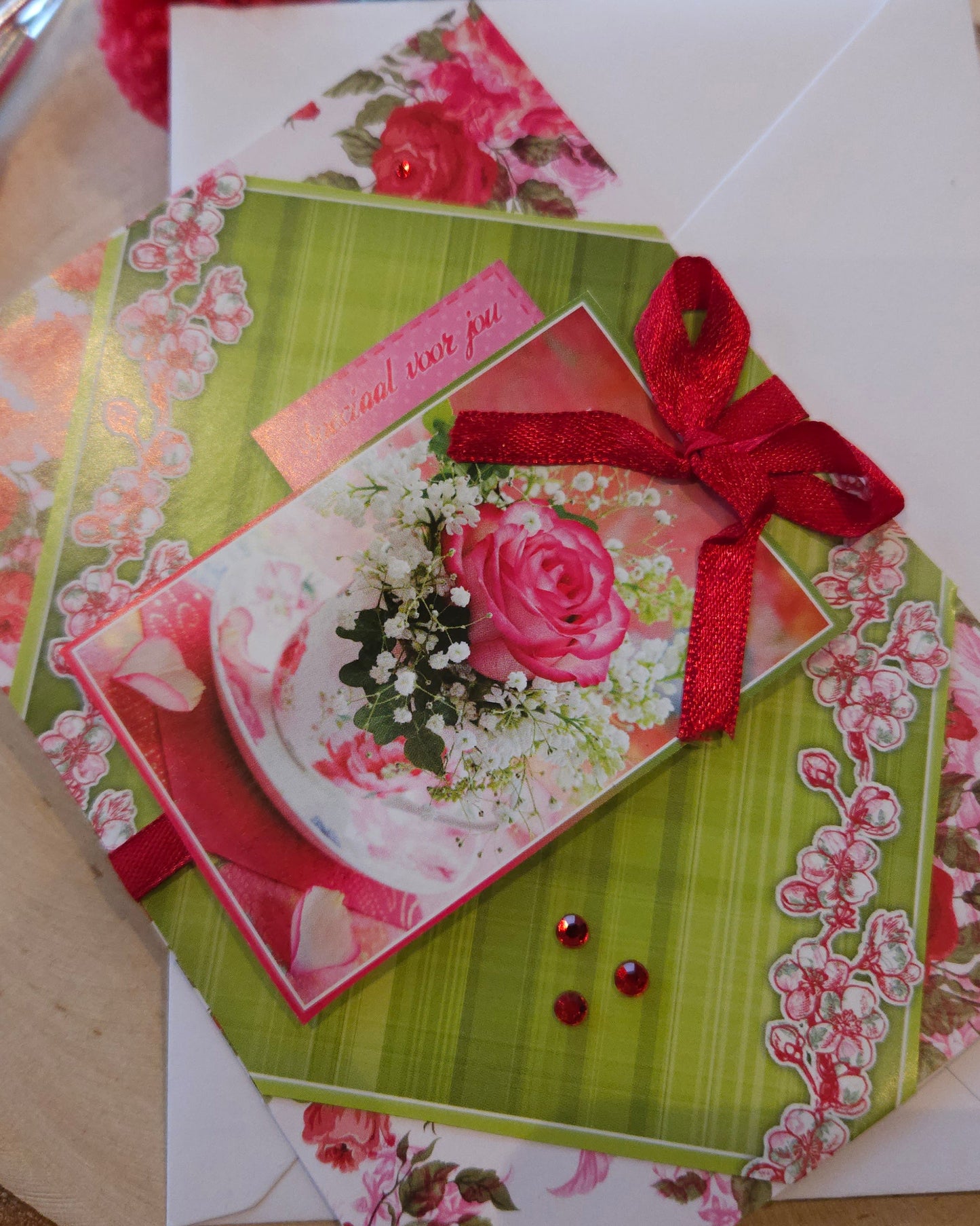 3D kaartje kopje bloemen
