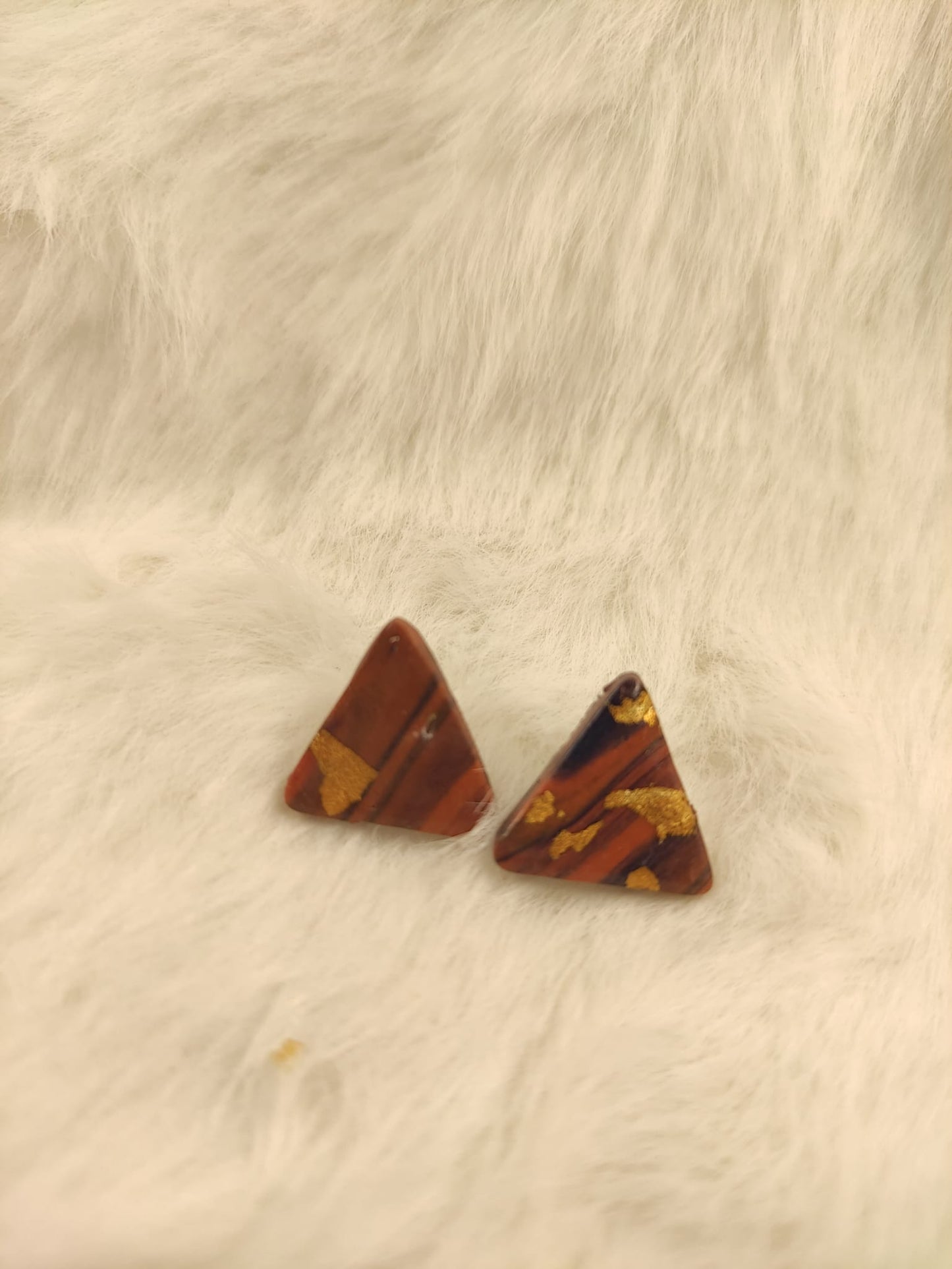 Oud Roze gemarmerde oorbel met blauw en goud (Kopie)