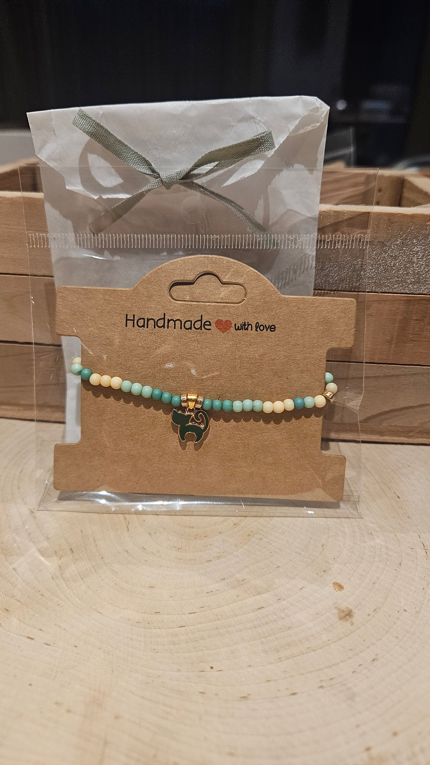 Armband green kittycat