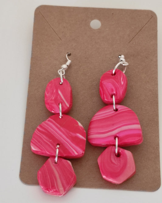 3-delige roze oorbel