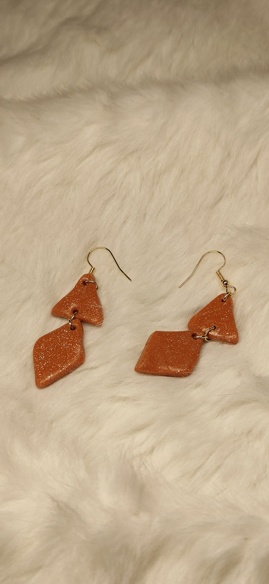 2-delige bruine glitter oorbellen