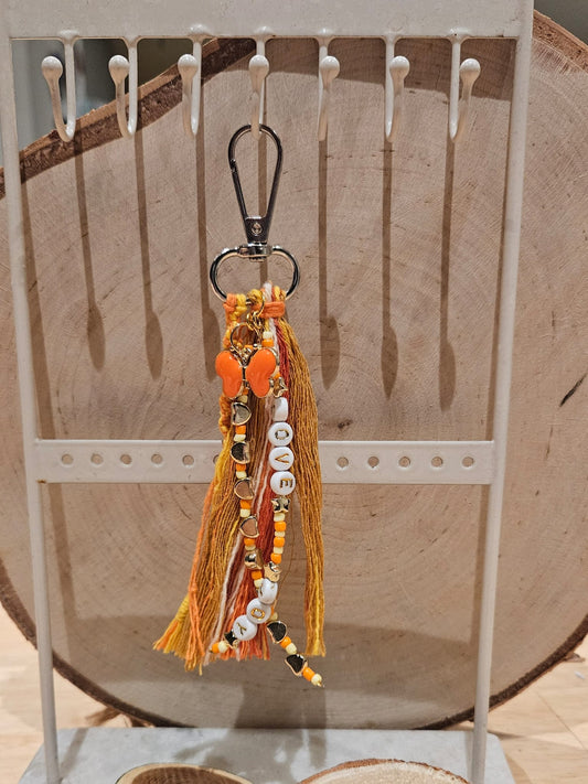 Sleutelhanger - handtasbedel orange love