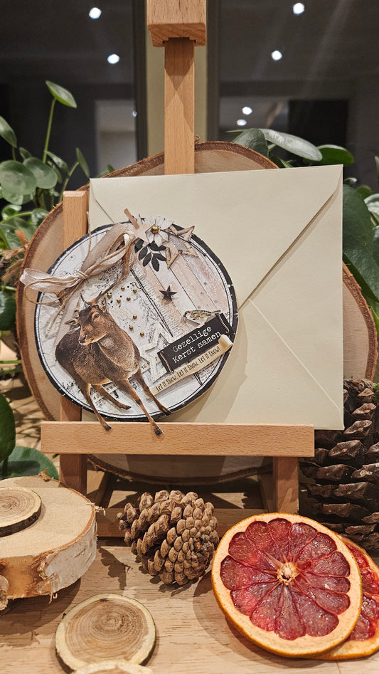 3D kerstkaartje hert