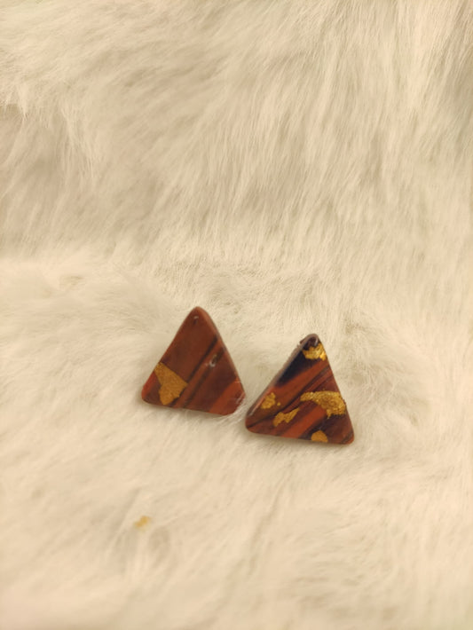 Oud Roze gemarmerde oorbel met blauw en goud (Kopie)