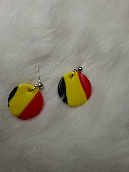 Belgische 3 kleur strepen oorbellen (verschillende varianten)
