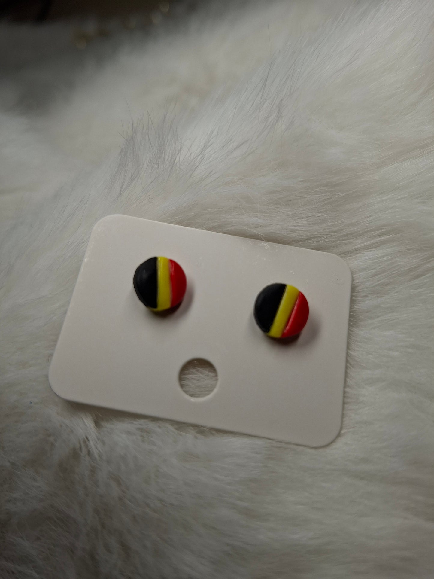 Belgische 3 kleur strepen oorbellen (verschillende varianten)