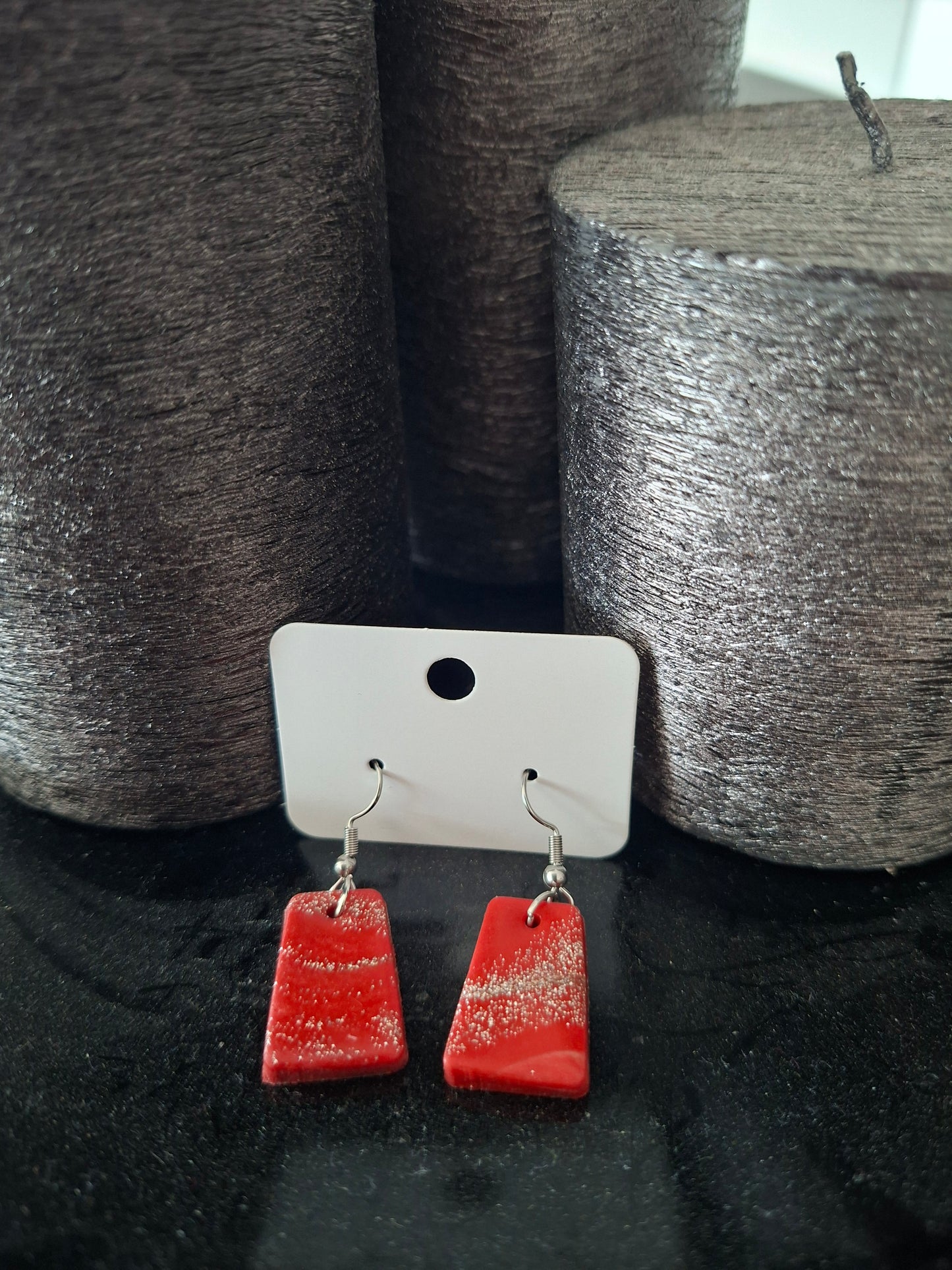 Rode trapezium met zilveren glitter