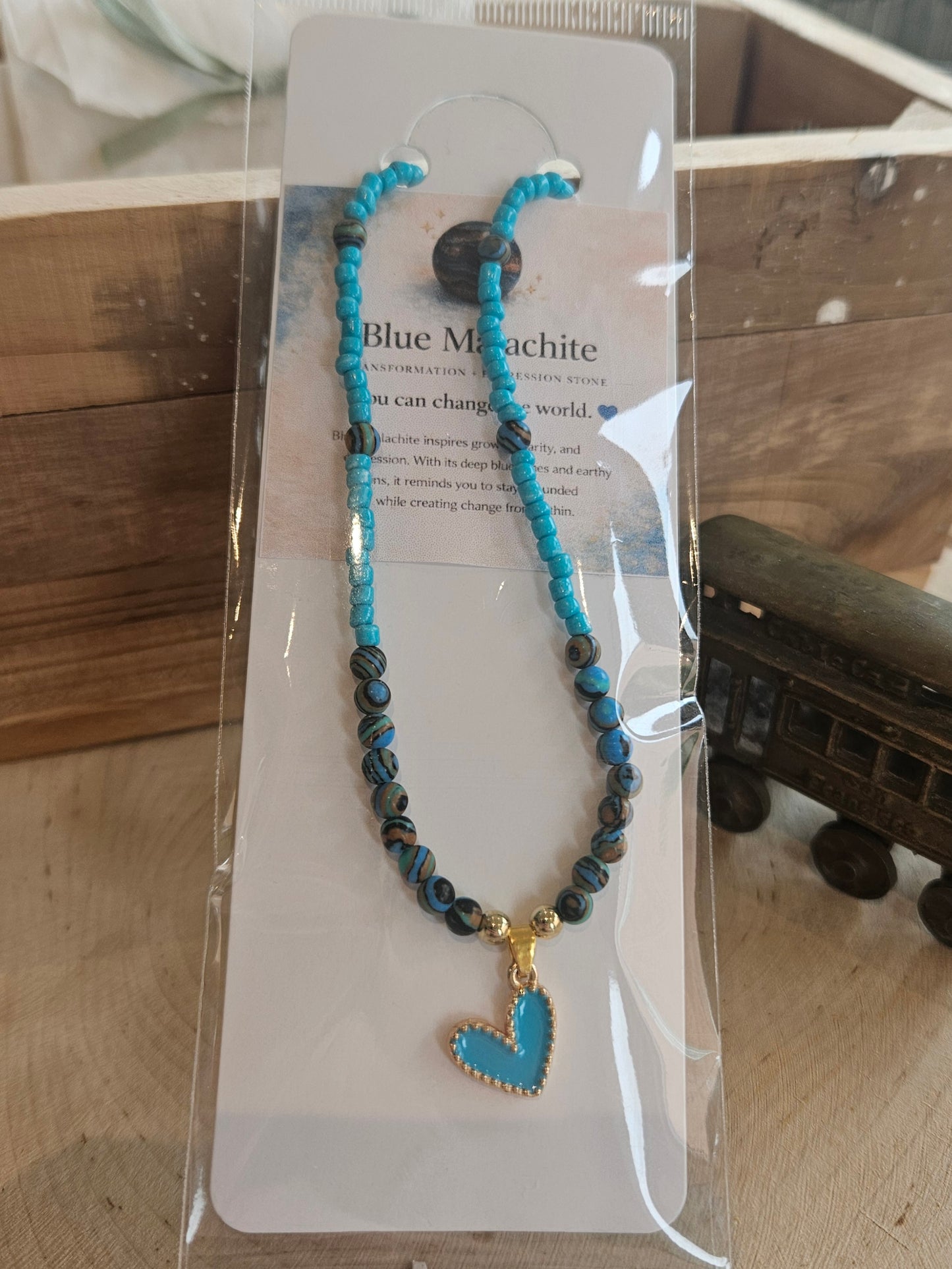 Halsketting blauwe malachiet