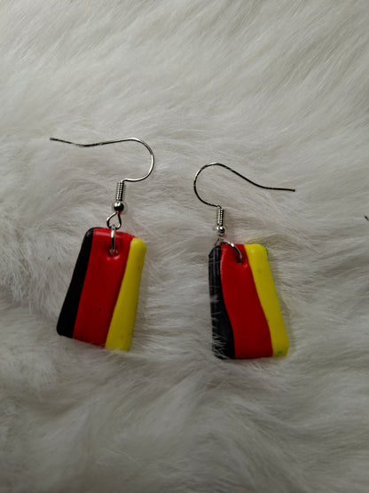 Belgische 3 kleur strepen oorbellen (verschillende varianten)