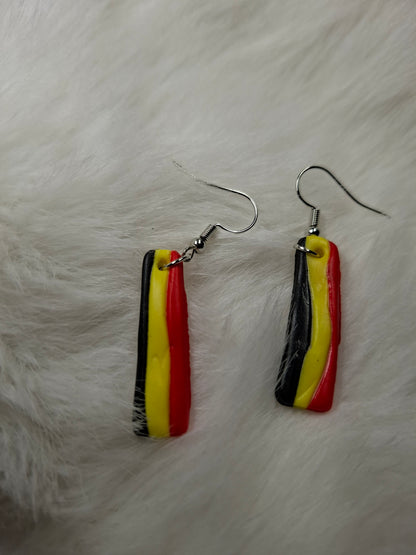 Belgische 3 kleur strepen oorbellen (verschillende varianten)