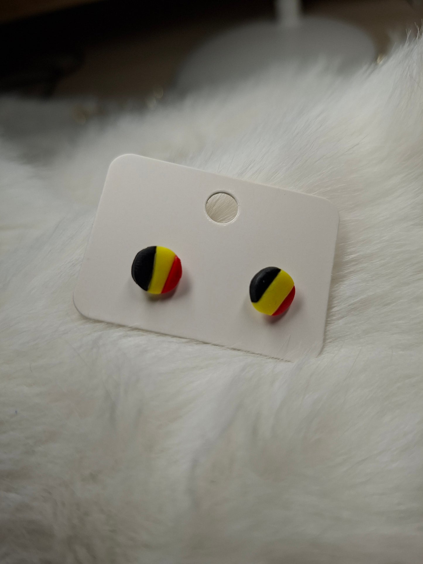 Belgische 3 kleur strepen oorbellen (verschillende varianten)