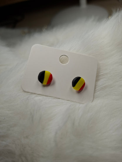 Belgische 3 kleur strepen oorbellen (verschillende varianten)
