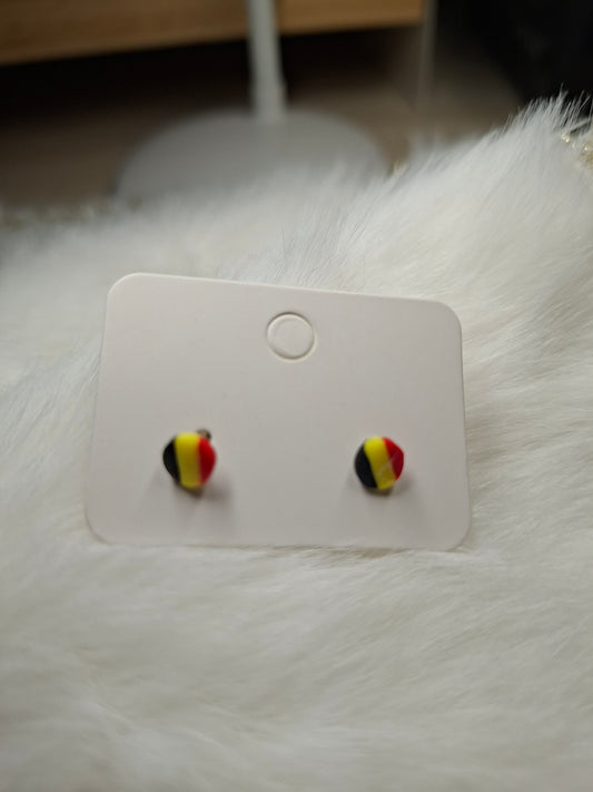 Belgische 3 kleur strepen oorbellen (verschillende varianten)