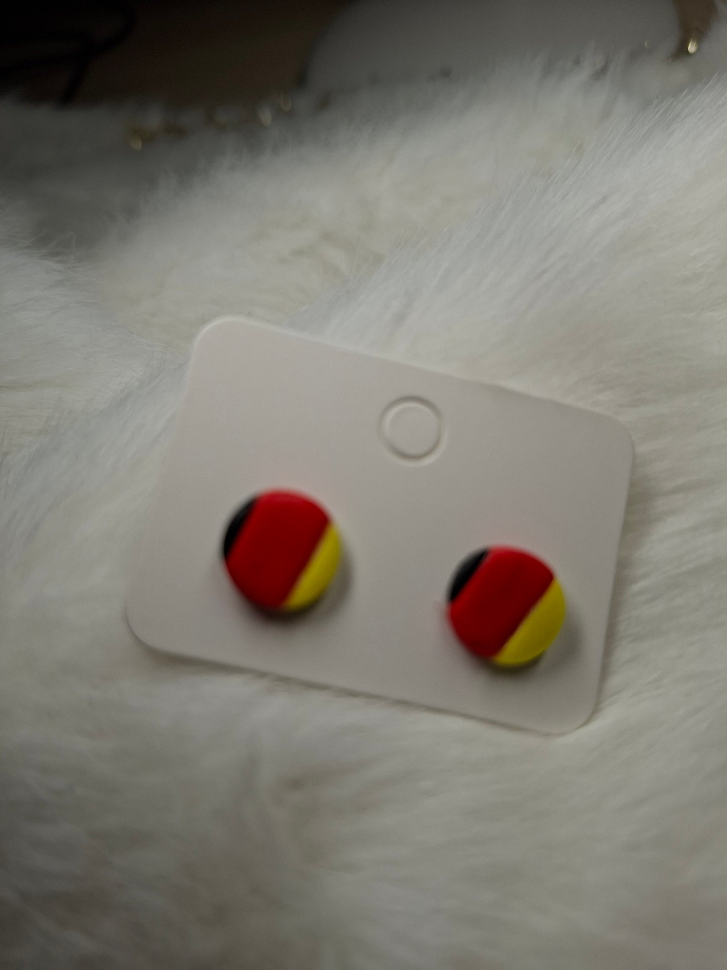 Belgische 3 kleur strepen oorbellen (verschillende varianten)
