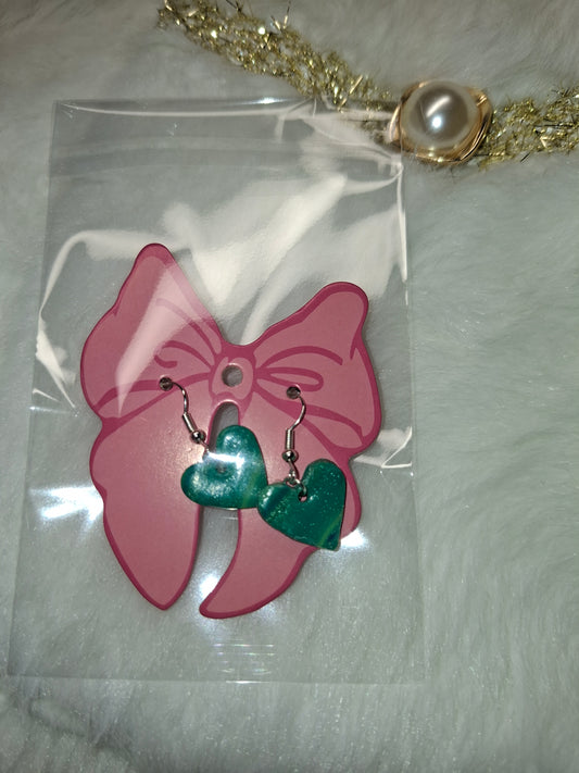 Donkergroene glitter hartjes