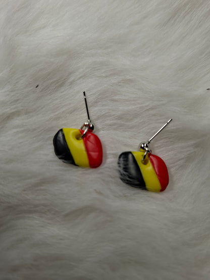 Belgische 3 kleur strepen oorbellen (verschillende varianten)