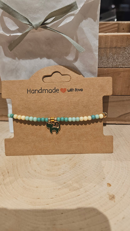 Armband green kittycat