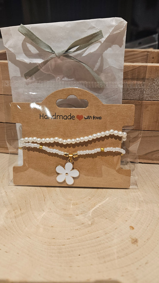 Armbandenset white flower