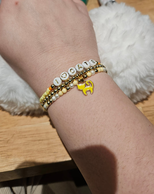 Set 3 armbandjes Yellow Kittycat