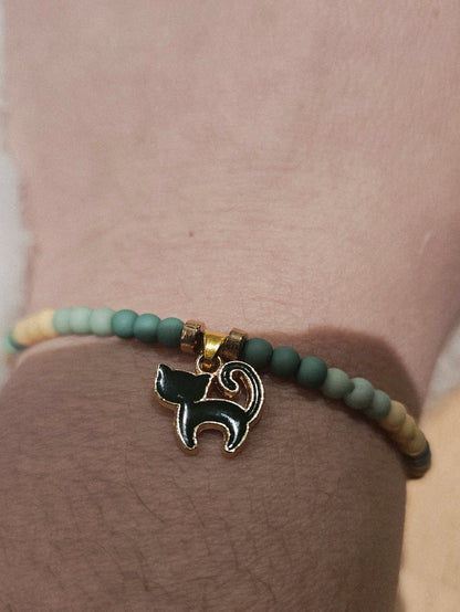 Armband green kittycat