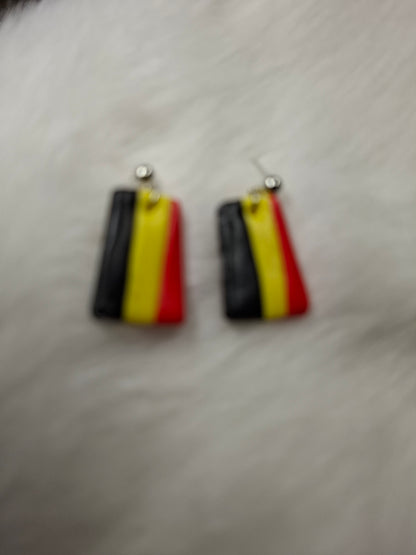Belgische 3 kleur strepen oorbellen (verschillende varianten)