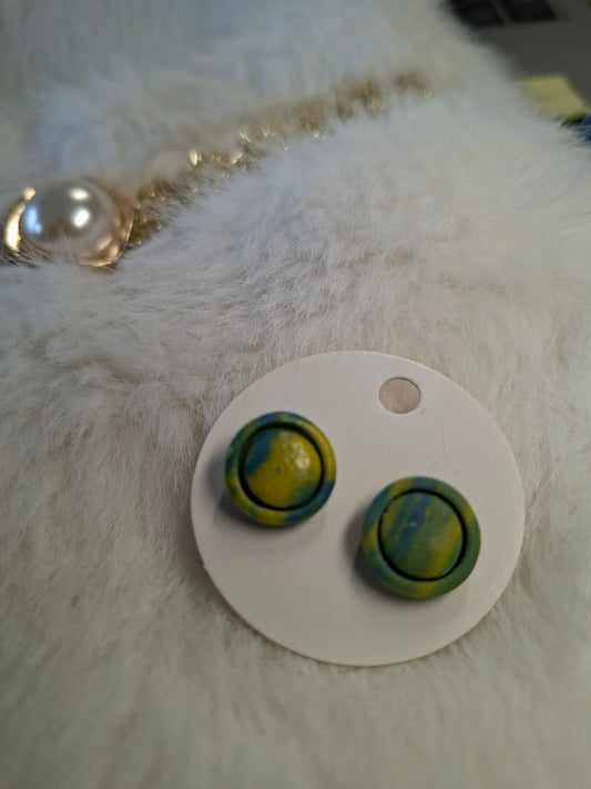 Geel groene gemarmerde stekertjes met reliëf