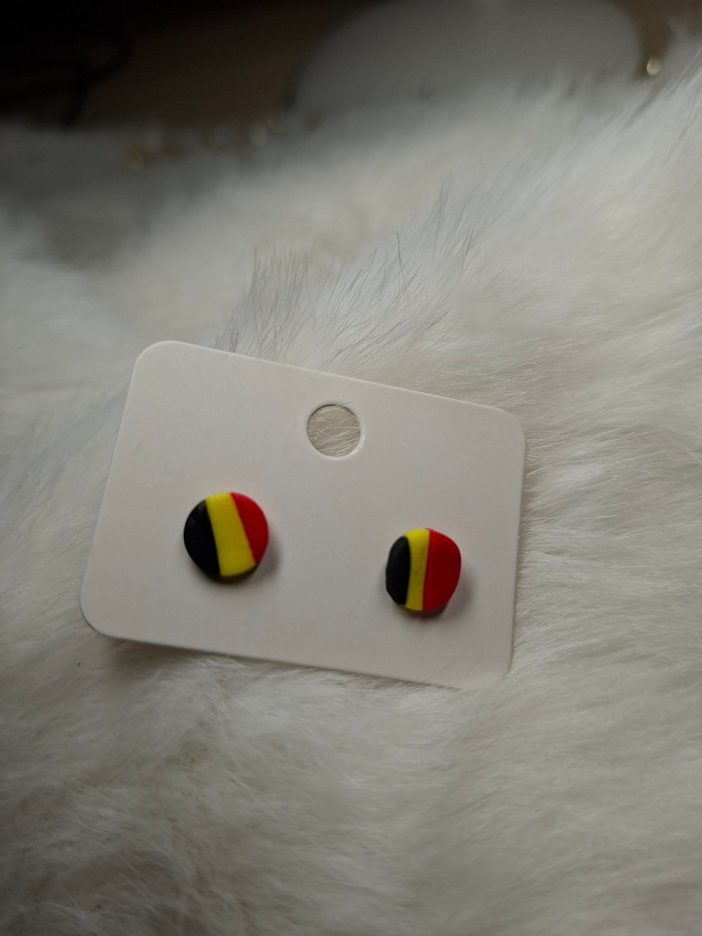 Belgische 3 kleur strepen oorbellen (verschillende varianten)