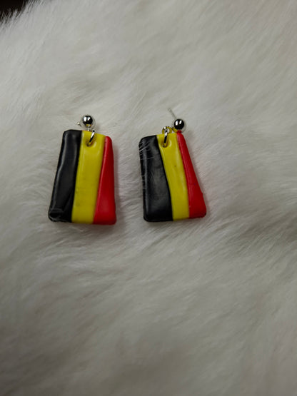 Belgische 3 kleur strepen oorbellen (verschillende varianten)