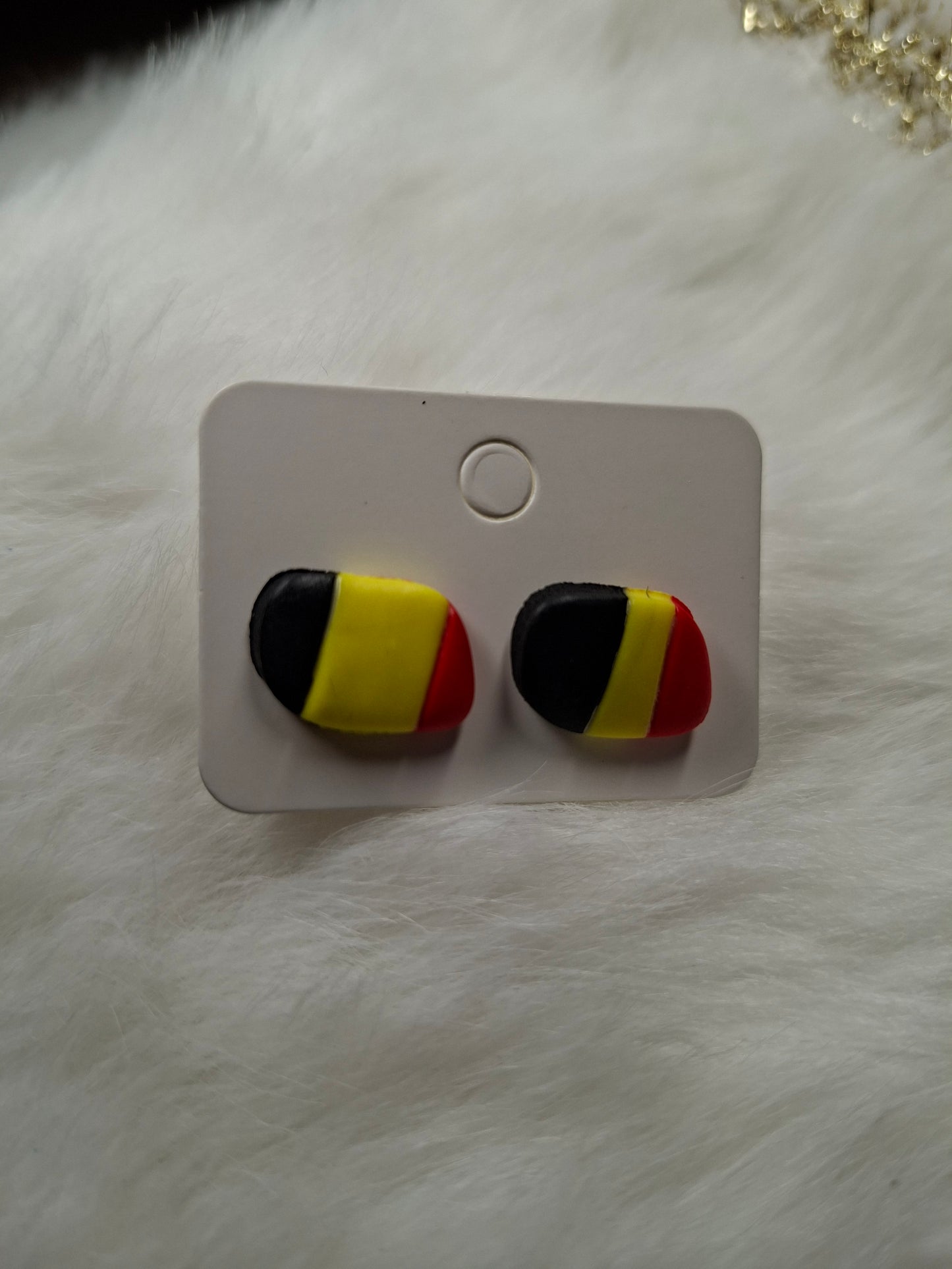 Belgische 3 kleur strepen oorbellen (verschillende varianten)