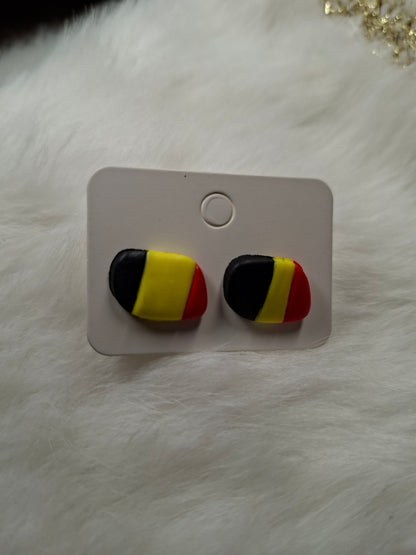 Belgische 3 kleur strepen oorbellen (verschillende varianten)