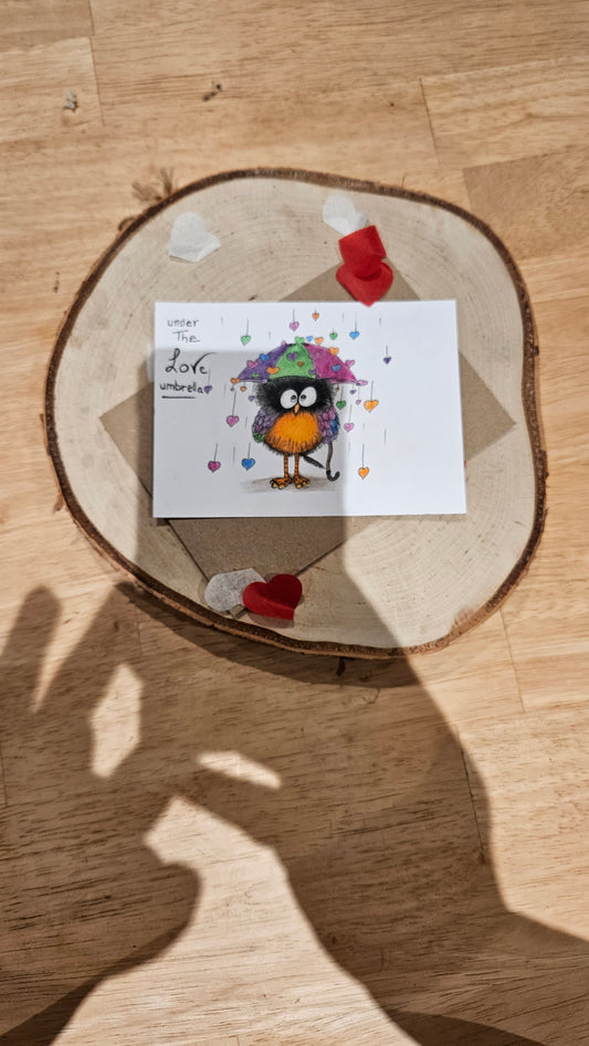 Geïllustreerde wenskaart umbrella