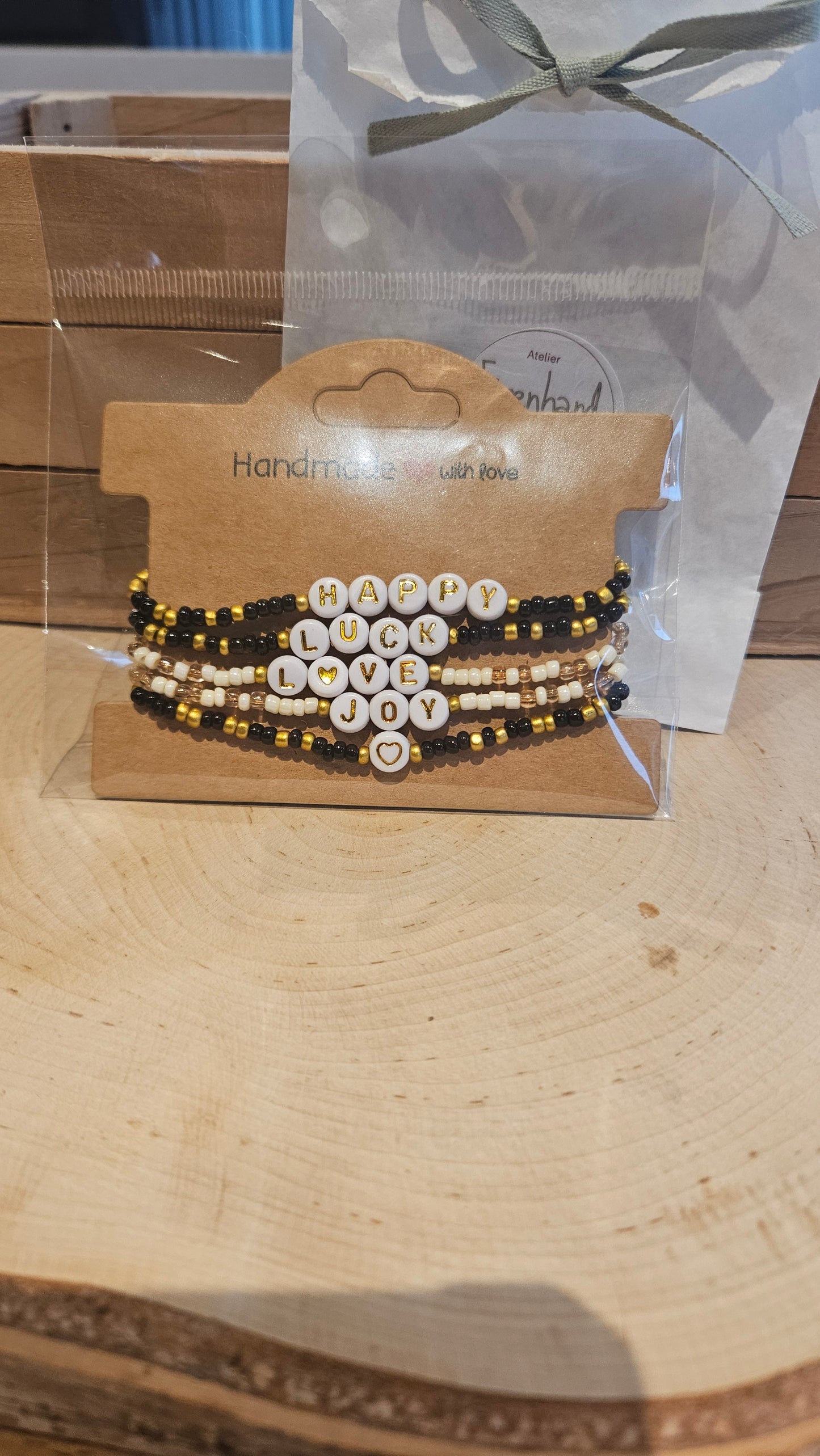 Set 5 enkel- of armbandjes boho love