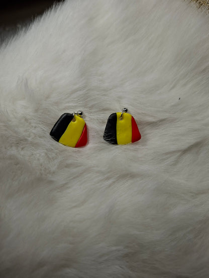 Belgische 3 kleur strepen oorbellen (verschillende varianten)