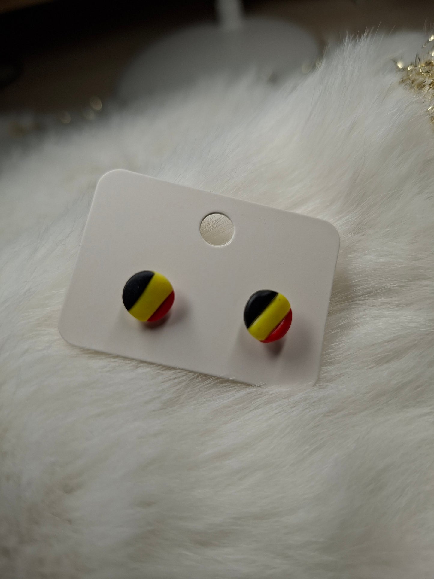 Belgische 3 kleur strepen oorbellen (verschillende varianten)