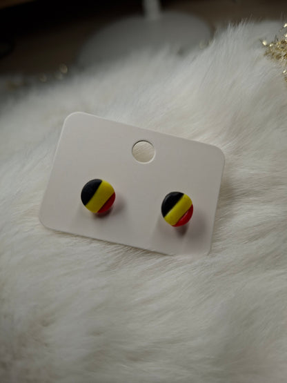 Belgische 3 kleur strepen oorbellen (verschillende varianten)