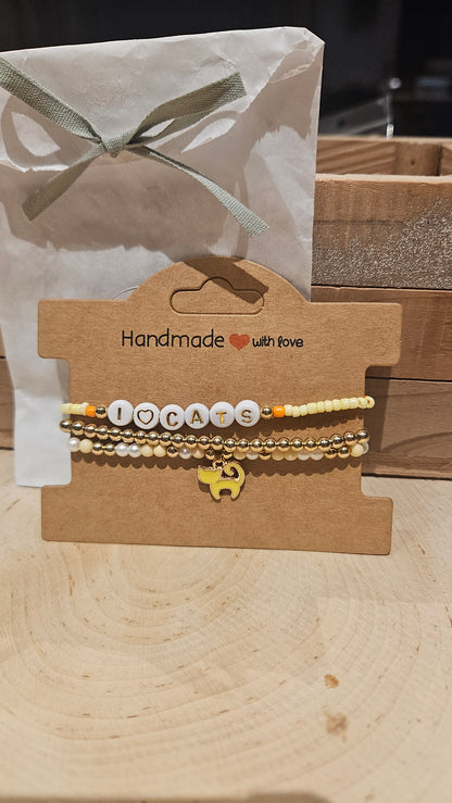 Set 3 armbandjes Yellow Kittycat