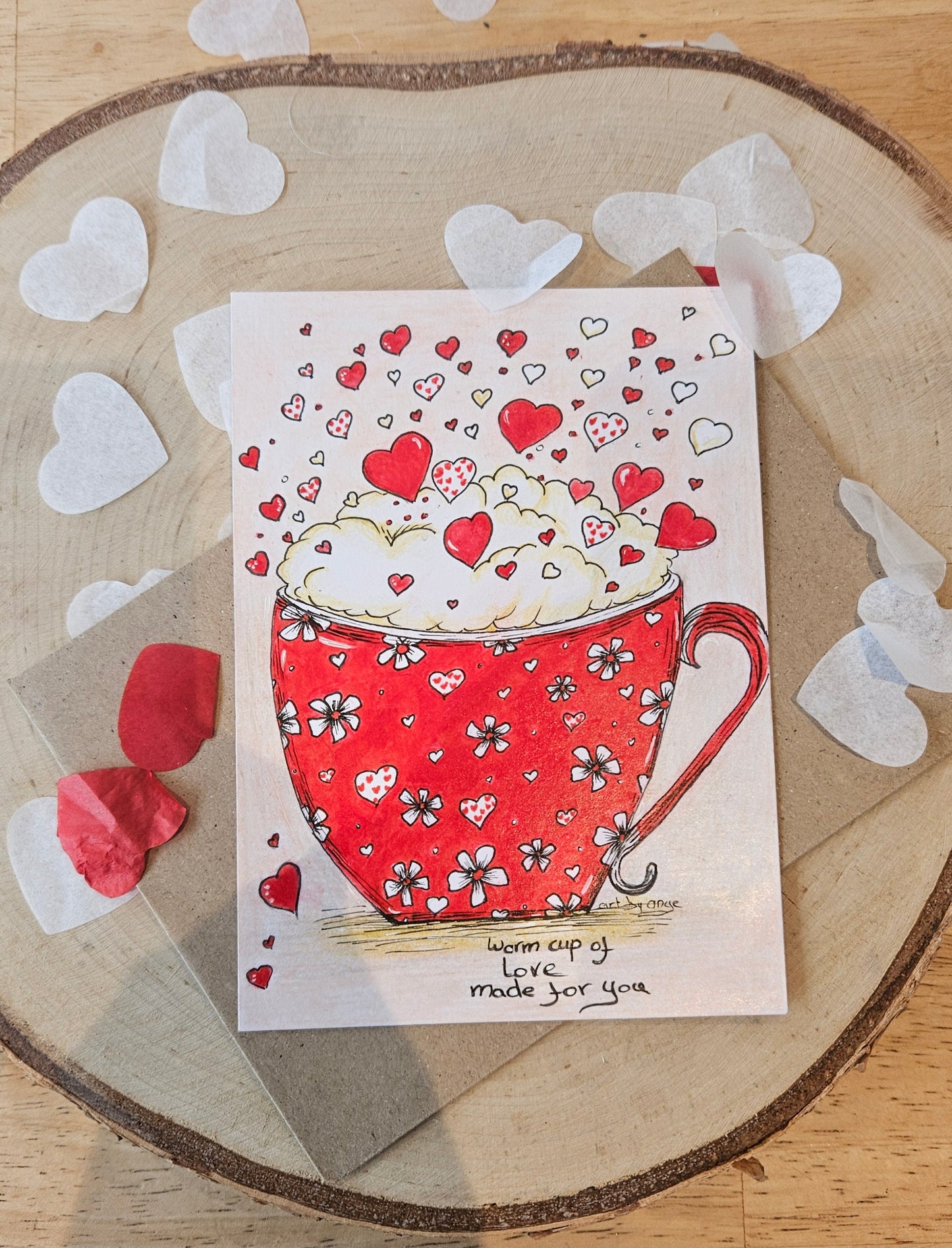 Geïllustreerde wenskaart cup of love