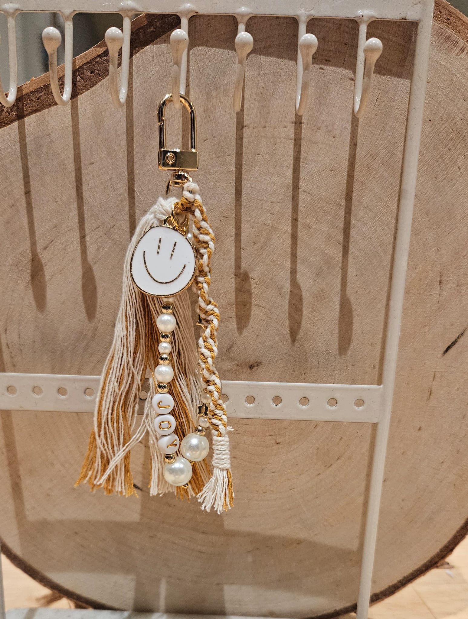 handgemaakte handtasbedel sleutelhanger met smiley